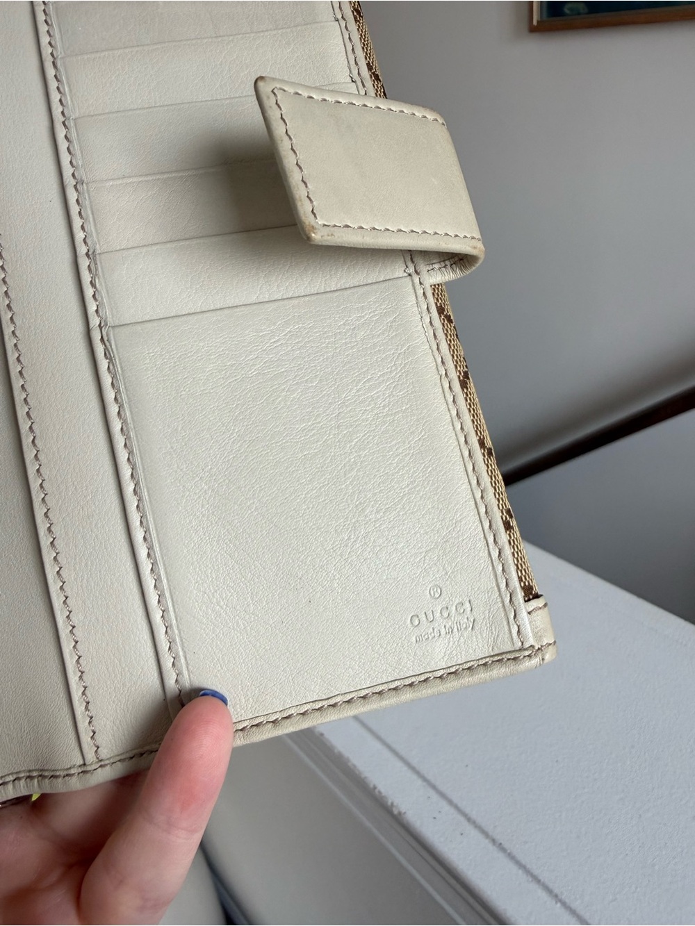 Gucci Beige GG Canvas Continental Wallet with Cream Trim and Gold Logo - Picture 9 of 13